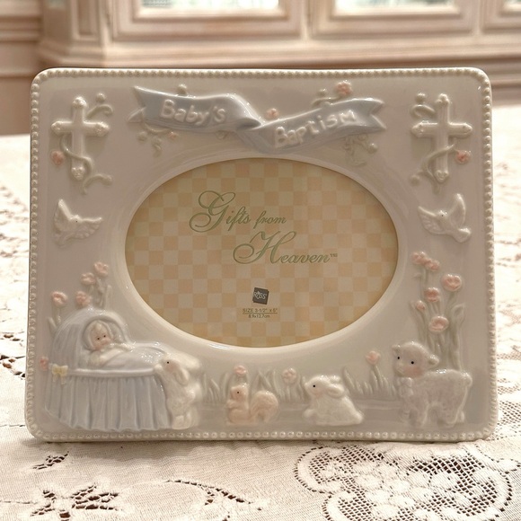 Russ Other - Vintage Porcelain Keepsake 3.5”x5” Picture Frame “Baby’s Baptism” by Russ